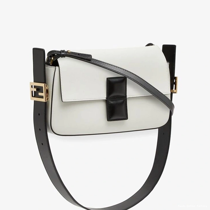 Affordable HOT Baguette Nappa White Bag Fendi Medium Twist Leather In 0817